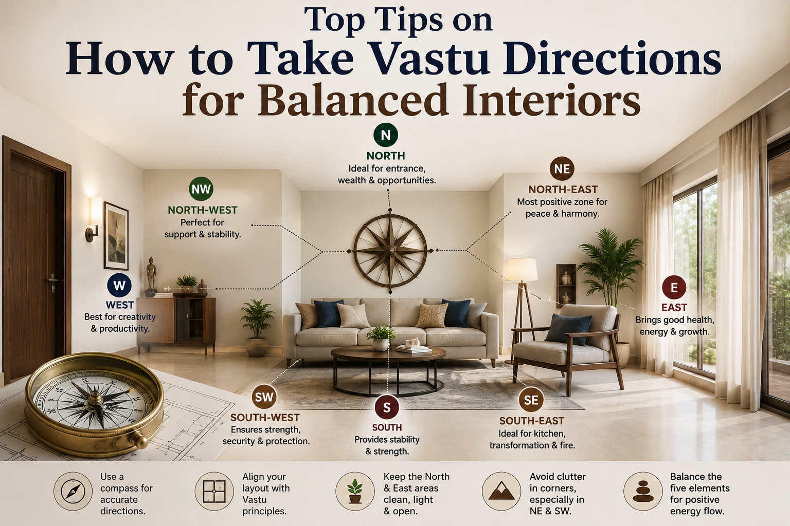 Top Tips on How to Take Vastu Directions for Balanced Interiors |...